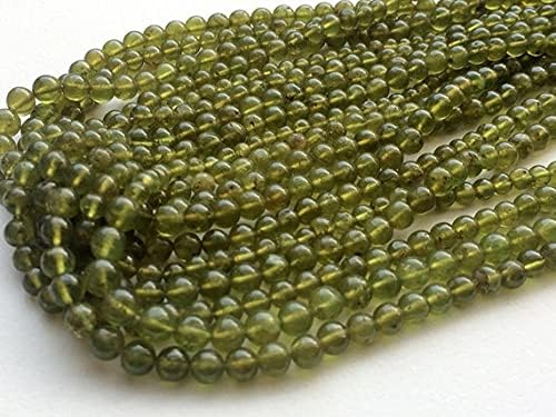 5 Strand Natural Vessonite Beads, Plain Green Vessonite Round Beads, Vessonite Necklace, 4.5-5mm Beads