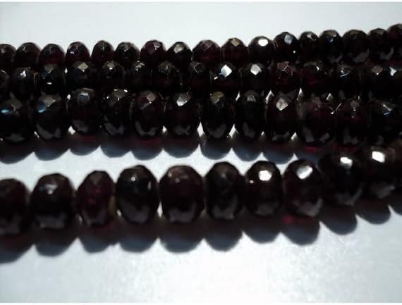BEADS GEMSTONE 1 Strand Natural Garnet Rondelles/Faceted Rondelle Beads/Rondelle Beads/ 7.5mm Each - 11 Inch Code-HIGH-18405