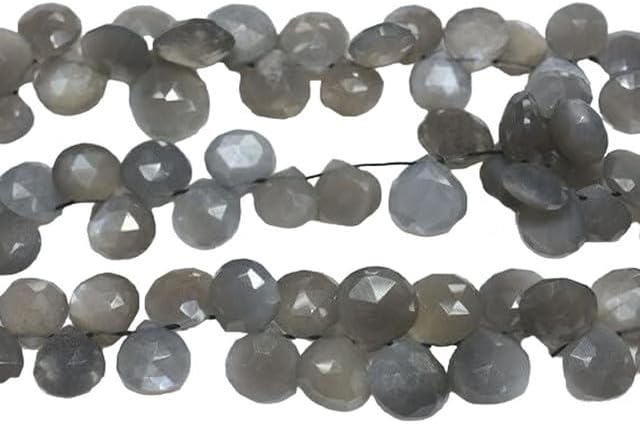 Grey Moonstone Heart Beads, Faceted Beads, Moonstone Cut Heart Beads, 11-13mm 6 Inch lot of 25 Strands CHIK-STRD-98296
