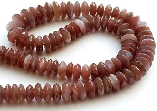 13 inch natural beads strand of 8-11mm faceted rondelle chocolate moonstone gemstone beads for DIY jewelry - necklace, bracelet, earring, ring.