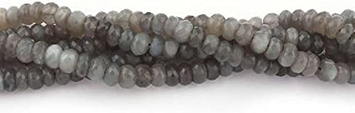 Big Halloween Sale Bulk Lot 5 Long Strands AAA Quality Rare Natural Gray Moonstone Faceted Rondelles - Roundel Beads 8mm-9mm 10 Inches SB418