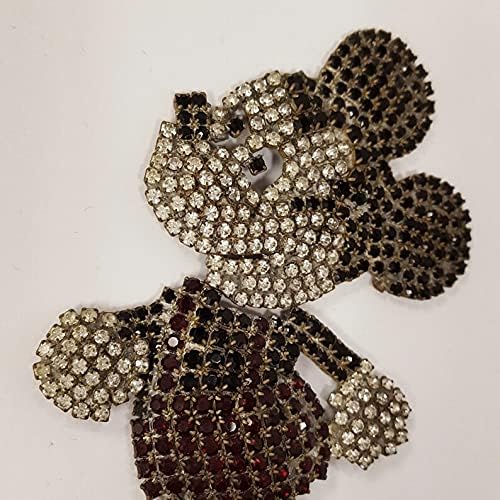 1950's Rare Vintage Austrian Crystal, Jet & Ruby Rhinestone Hand Crafted 4.5