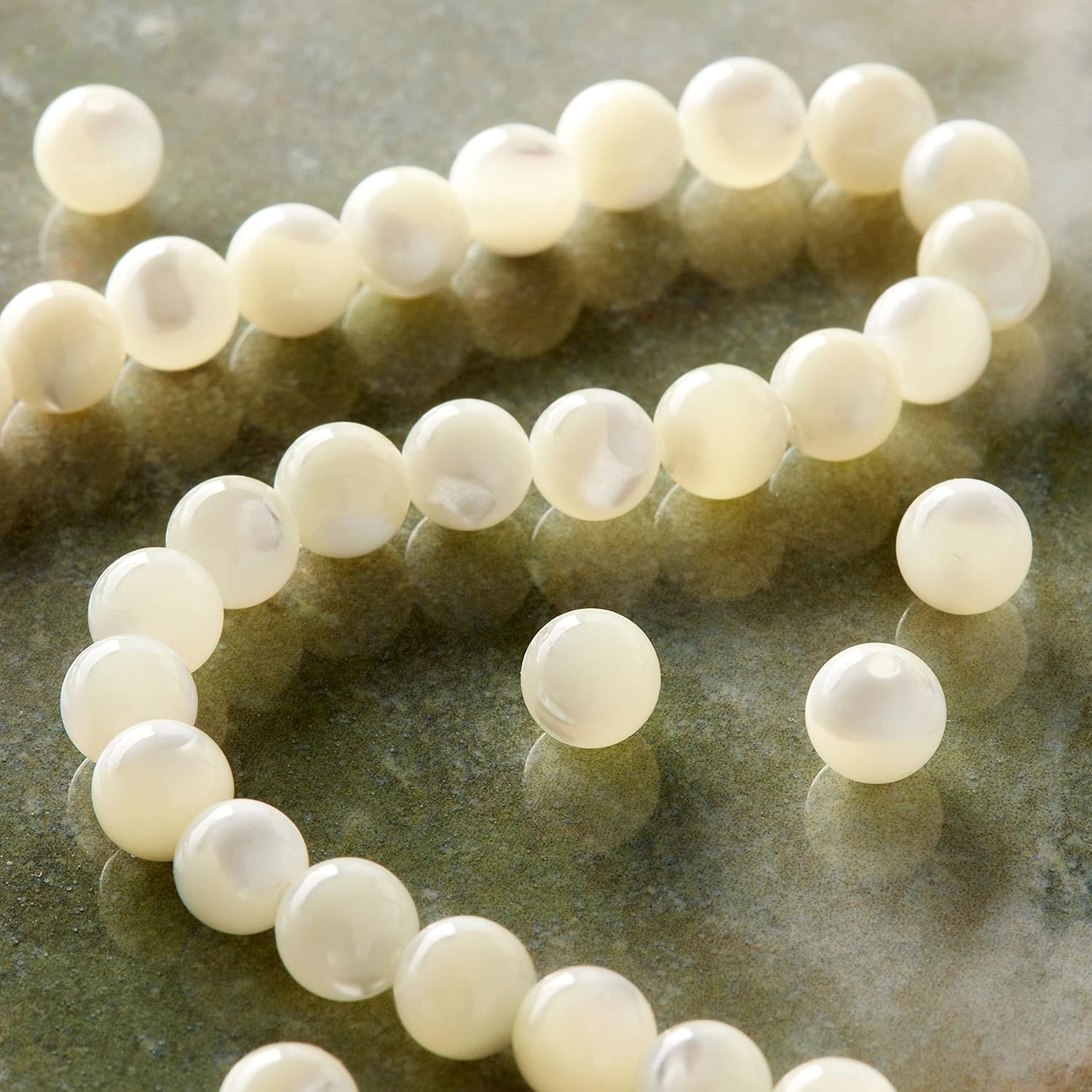 Bead Landing 12 Pack: White Mother of Pearl Round Beads, 6mm