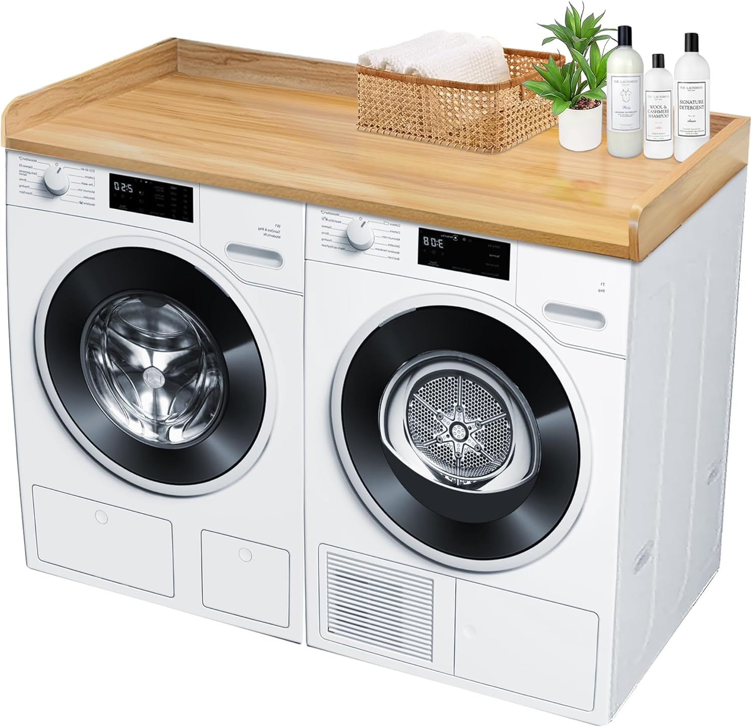 Royxen Laundry Countertop Solid Wood, Countertop for All Front-Loaded Washing Machine and Dryer, Extra Room for Laundry Room, Oak