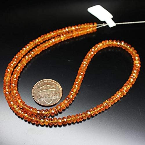 Spessartite Garnet Micro Faceted Gemstone Rondelle Craft Beads Strand 16 Inch Long 4mm 4.5mm Code-HIGH-27975
