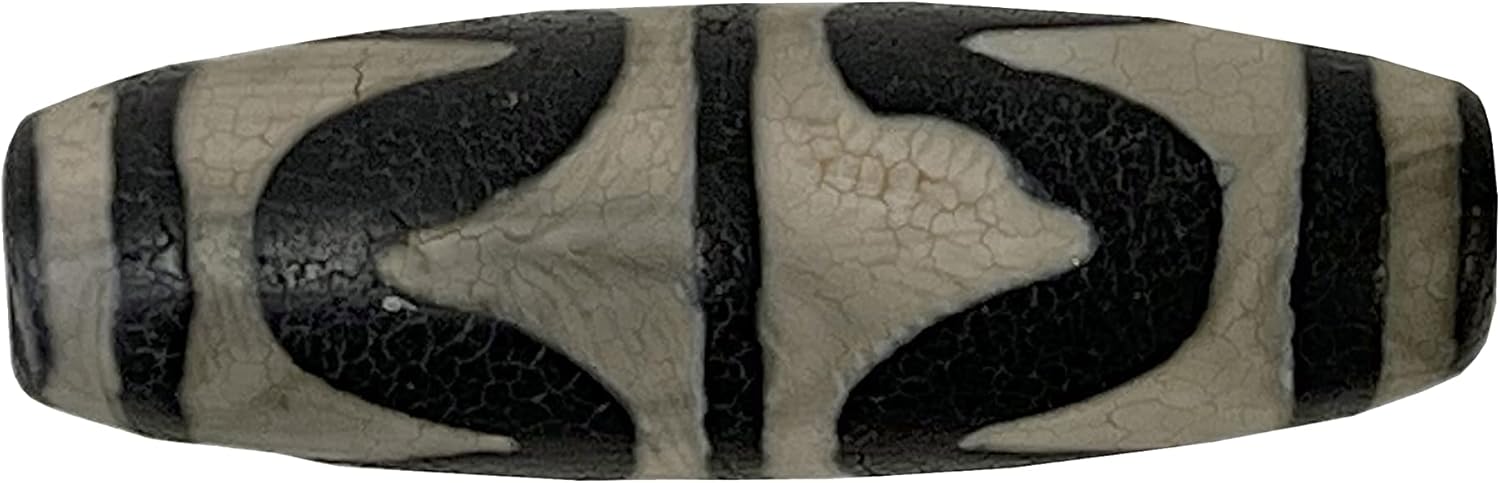 Chinese Handmade Agate Stone Pattern Oval Long Dzi Bead Pendant Aws2399