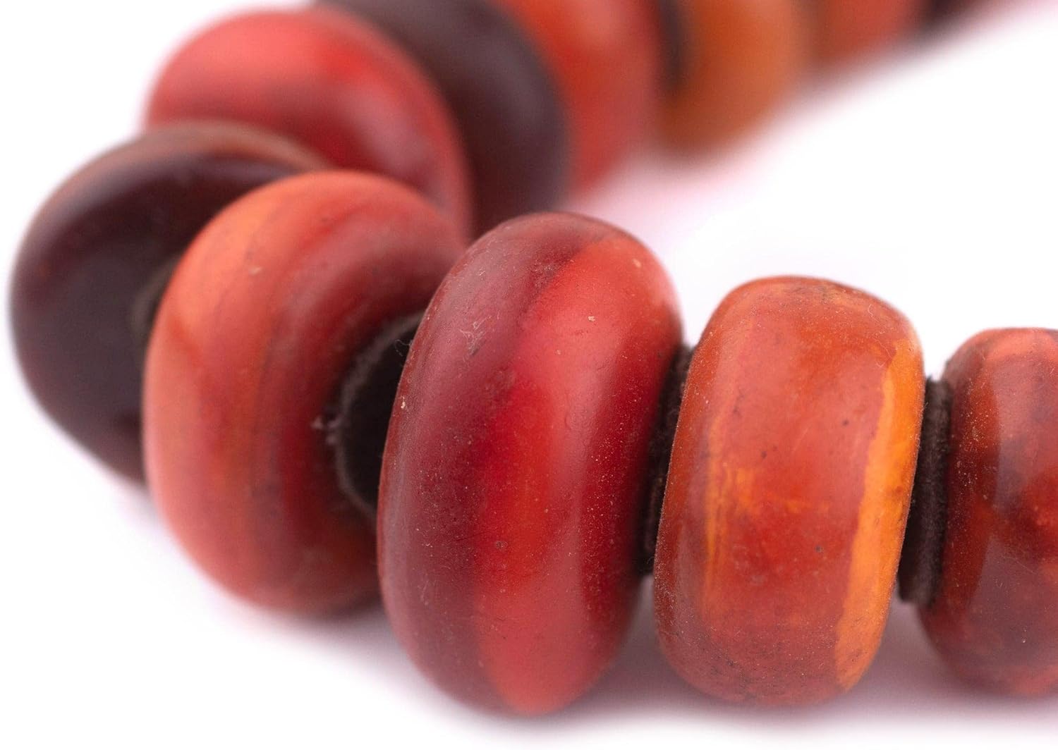 The Bead Chest Moroccan Rustic Amber Resin Beads Graduated 27mm Morocco African Orange Round Large Hole 20 Inch Strand Handmade