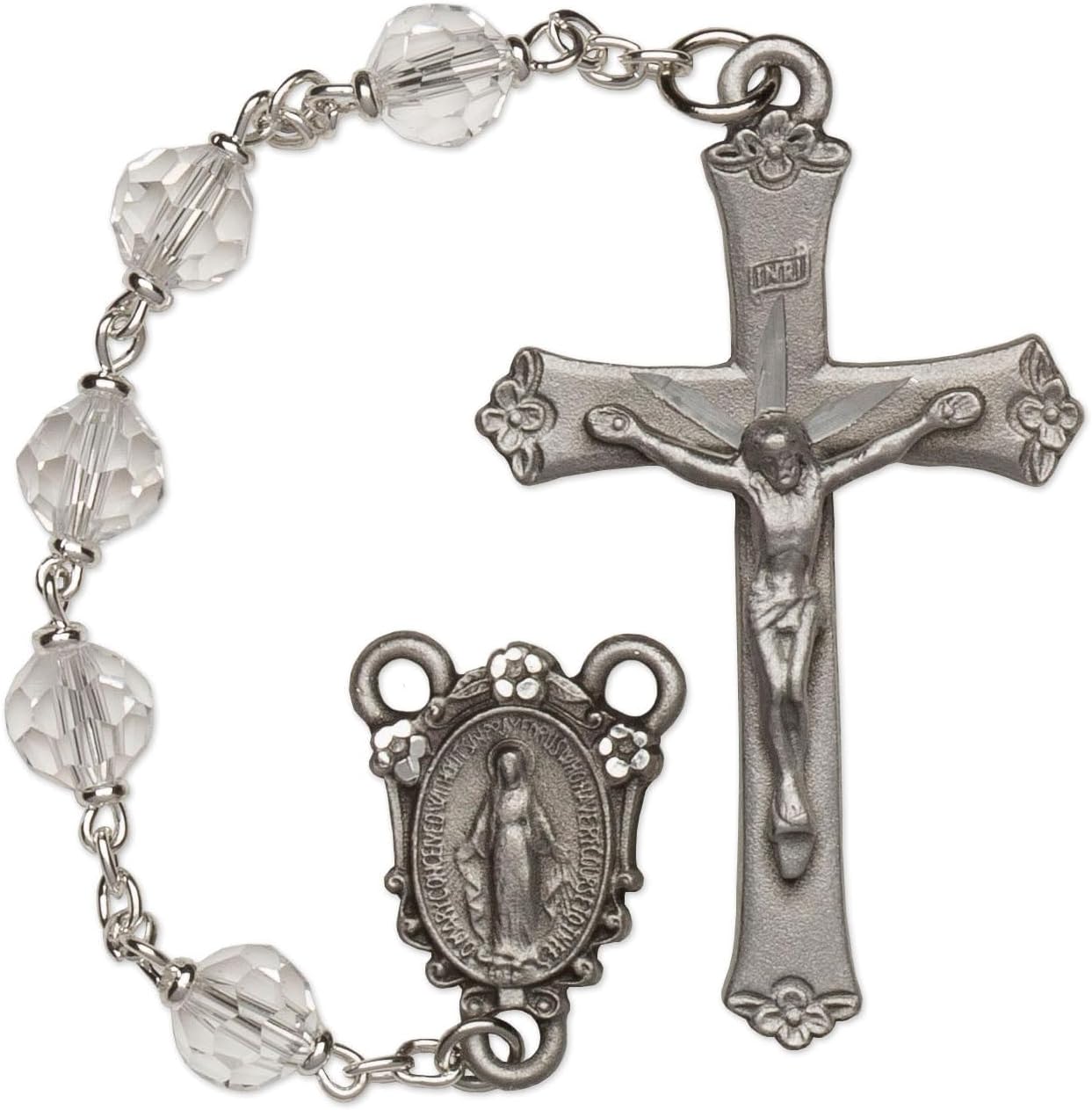 Sherman Women's Medium Crystal Catholic Rosary Beads, Crystal beads