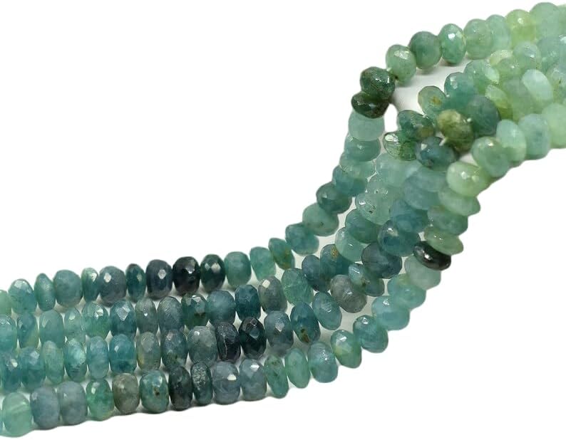 13 inch Strand of Natural gem Grandidierite, 7-7.5mm rondelle Faceted Beads for DIY Jewelry Making. | Beads_03813