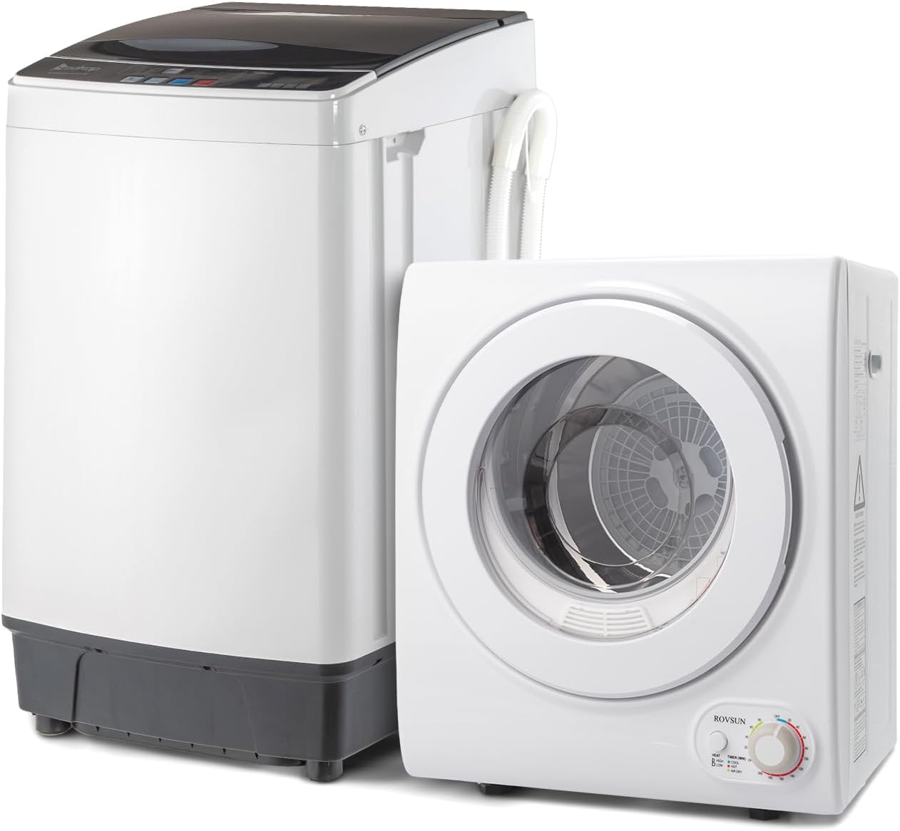 ROVSUN 1.5CuFt Portable Clothes Dryer and 17.6LBS Full-Automatic Washing Machine Set, Compact Laundry Washer and Dryer Combo Set with Stainless Steel Inner Tub, for Apartment, Dorms, Home