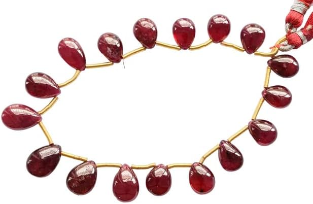 Glass Filled Ruby Smooth Pear Shape Drops Treated Gemstone Plane Side Drill Beads Line | Ruby Beads Strand | Rare Ge CHIK-STNRD-3073