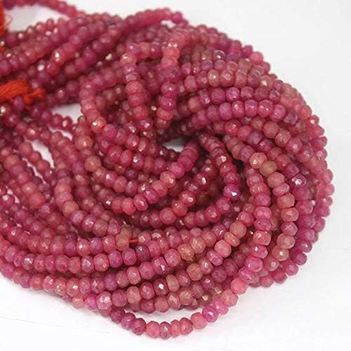 3 Strand Natural Jade Pink Micro Faceted Rondelle Micro Gemstone Craft Loose Beads 13 Inch Long 4mm Code-HIGH-918