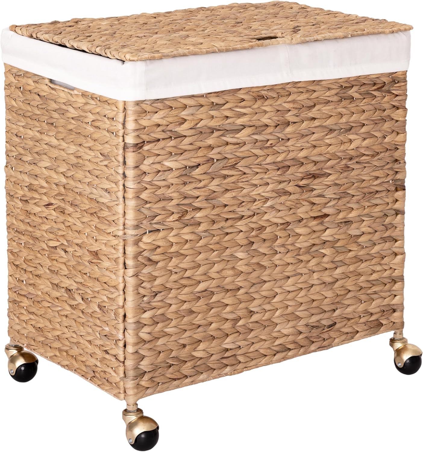 Seville Classics Premium Natural Handwoven Portable Laundry Bin Basket with Carrying Handles, Household Storage for Clothes, Linens, Sheets, Toys, Rattan, 3-Piece Hamper Set