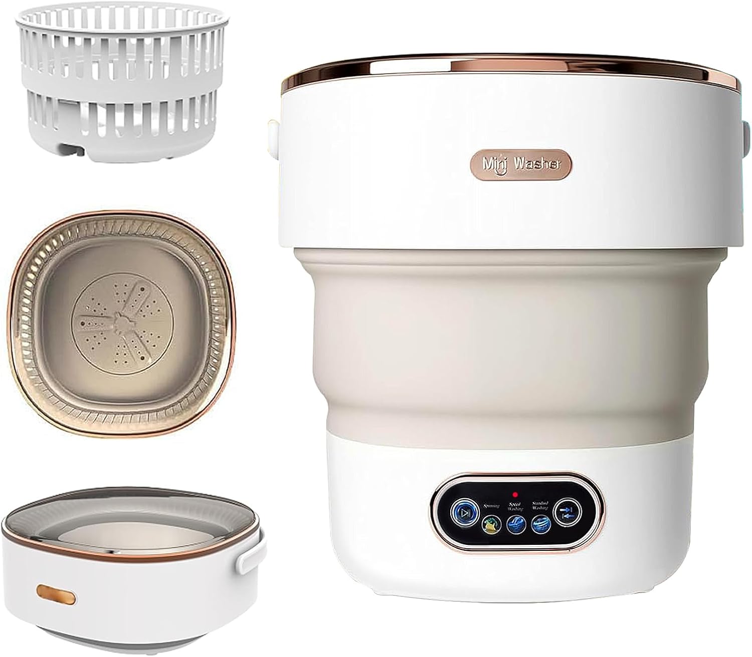 Portable Washing Machine,15L Collapsible Mini Washer with 3 Cleaning Modes Drain Basket Small Foldable Laundry Machine for Travel Camping Dorms RVs Apartments Baby Clothes Underwear Socks Delicates