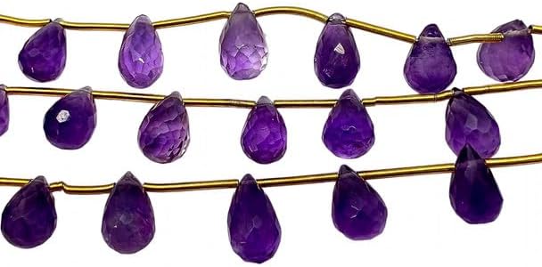 7.6 Inches Natural Amethyst Beads Size 5x8-6x11mm Shape Drop Cut Faceted Making, Beading & Craft Supplies lot of 5 Strands Chik-STRD- 91061