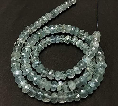 Natural Aquamarine rondelle Faceted Beads 5x7 18 inch Long String Jewelry Making Gemstone Beads for Necklace Bracelet