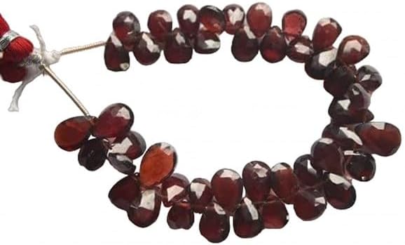 6 Inch 6x9-7x10mm Natural Red Garnet Faceted Pear Shape Briolette Beads lot of 5 Strands Chik-STRD- 91855