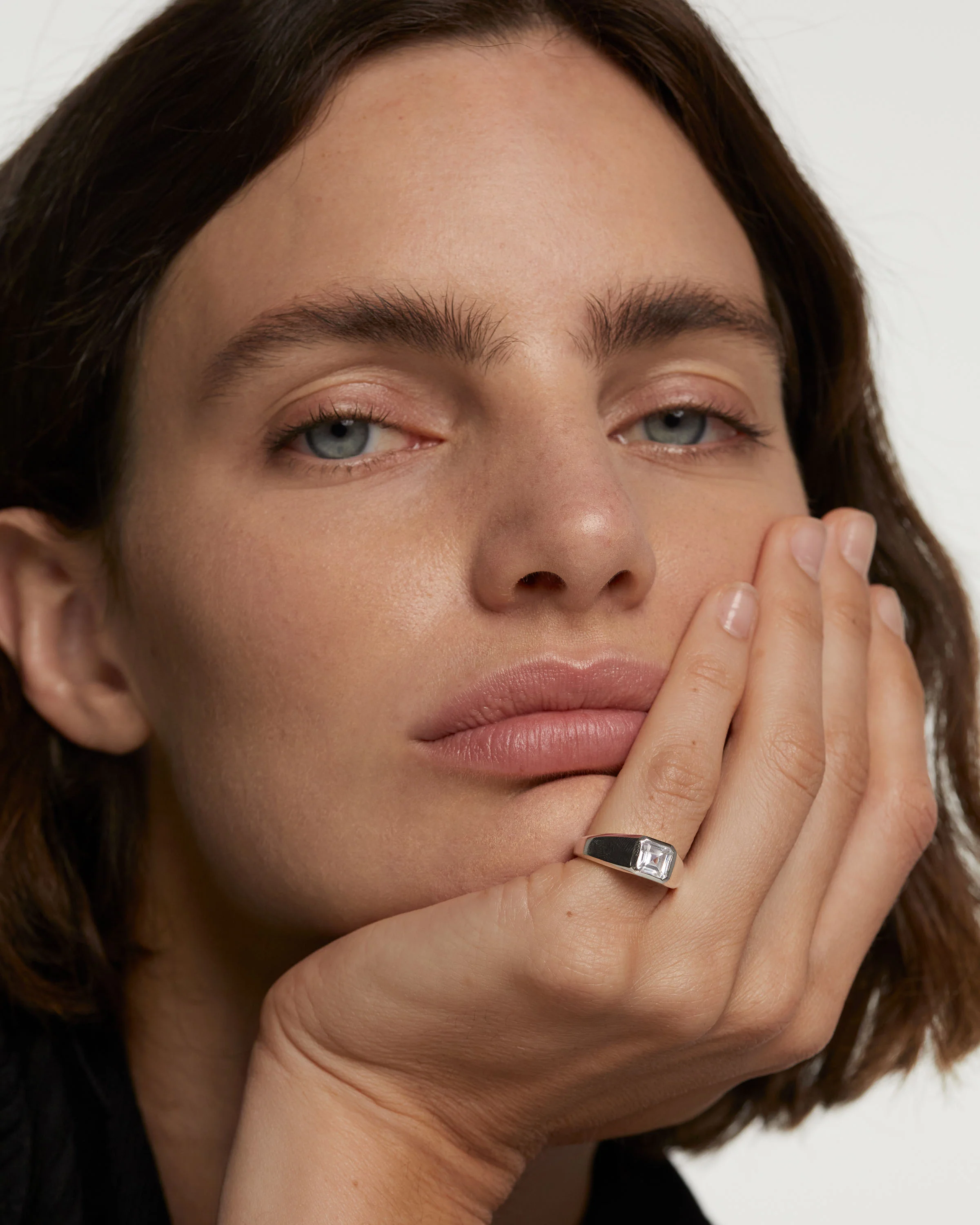 Square Shimmer Stamp Silver Ring