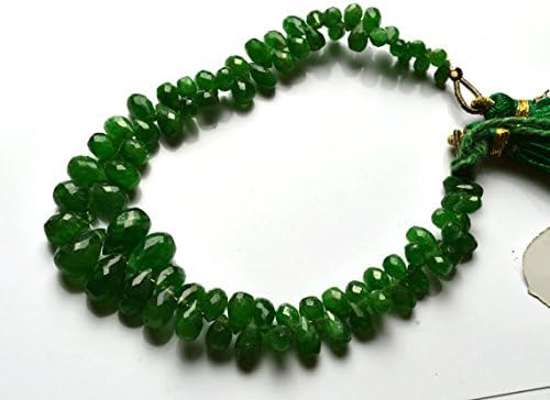 1 Strand Natural 6.5 inches Full Strands Green Garnet tsavorite Faceted Drop Shape Briolettes Beads Super 3 to 10 MM