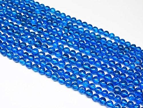 Coated Neon Blue Apatite Smooth Round Ball Gemstone Loose Craft Beads Strand 13 Inch Long 5mm Code-HIGH-21356
