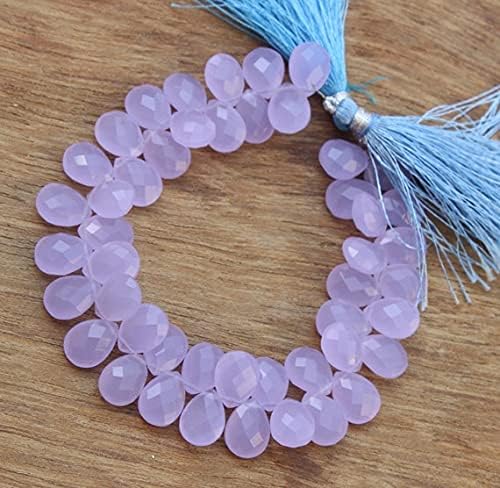 9x12 mm Natural Purple Chalcedony Faceted Pear Briolettes Beads 8 Inches