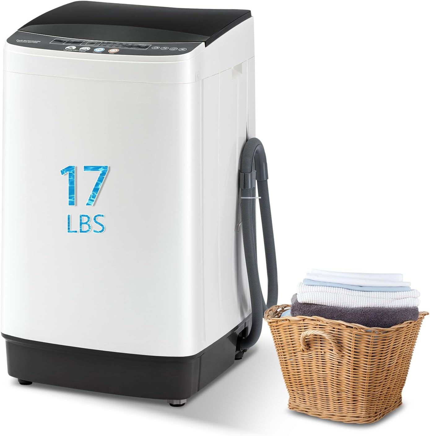 17Lbs Portable Washing Machine with10 Washing Programs, 1.6 Cu. Ft. Full Automatic Washer and Spinner Combo, Compact Laundry Washer Spinner for Apartment RV Dorm (1.6Cu. Ft)