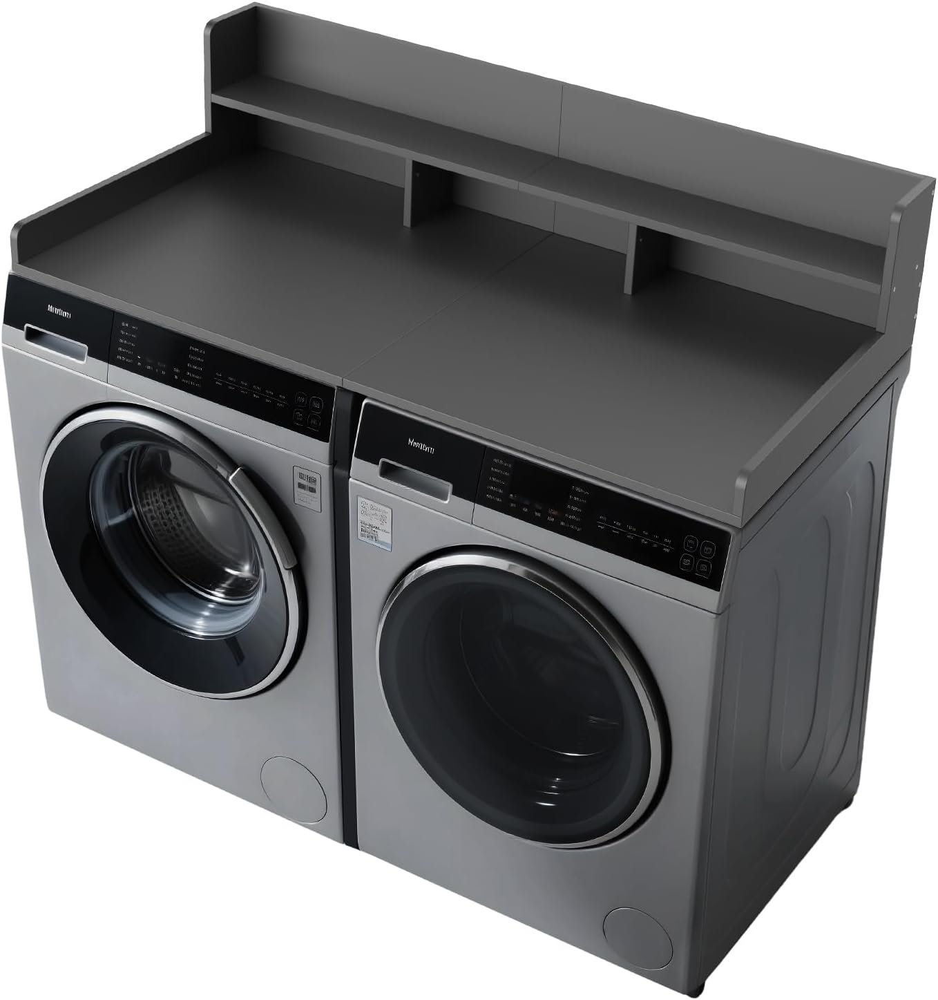 FAHKNS 2-Tier Joined Washer Dryer Countertop - Solid Wood Laundry Topper with Anti-Slip Mat, 54