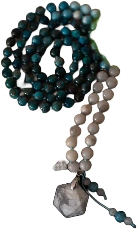 APATITE,LARIMAR,HOWLITE, Stone Mala Beads, 108 Mala Necklace, Knotted Mala, WWG Necklace, Yoga Jewelry Meditation Beads Spiritual Jewelry Boho Jewelry
