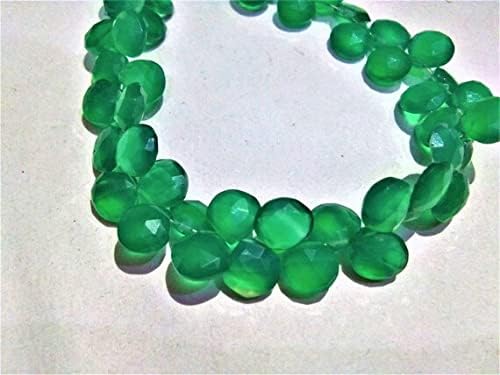 Green onex 8-8.5mm Faceted Heart Shape Beads, Loose Strand, Green onex Gemstone Necklace Jewelry 8