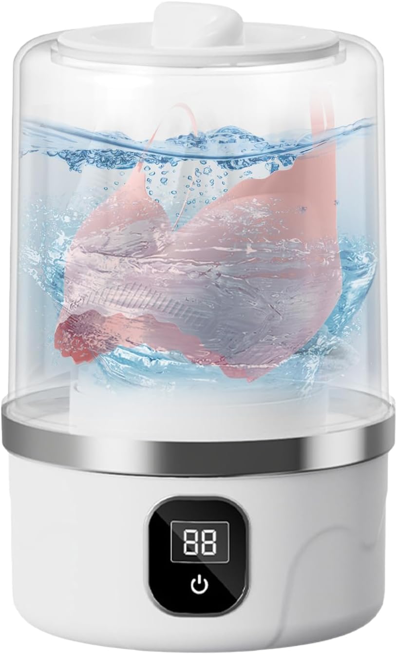 Mini Washer - Portable Electric Laundry Machine, Compact Clothes Cleaner | Rechargeable Baby Clothes Cleaning Appliance, Gentle Dryer for Underwear, Baby Items, Travel Use, Safe Washing Solution
