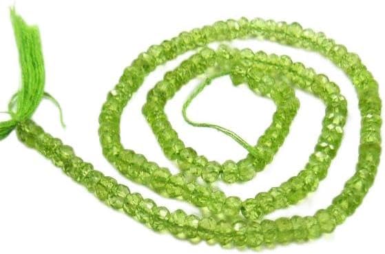 Beads Gemstone Natural Green Perit Faceted Rondelle Gemstone Loose Craft Beads Strand 14 Inch Long 2.5mm 3mm Code-HIGH-27209