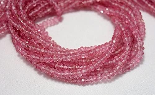 5 Strands Pink Topaz Color Coated Bead, Pink Topaz Faceted Rondelle Beads, Gemstone Beads, 3mm Beads, 13.5 Inch