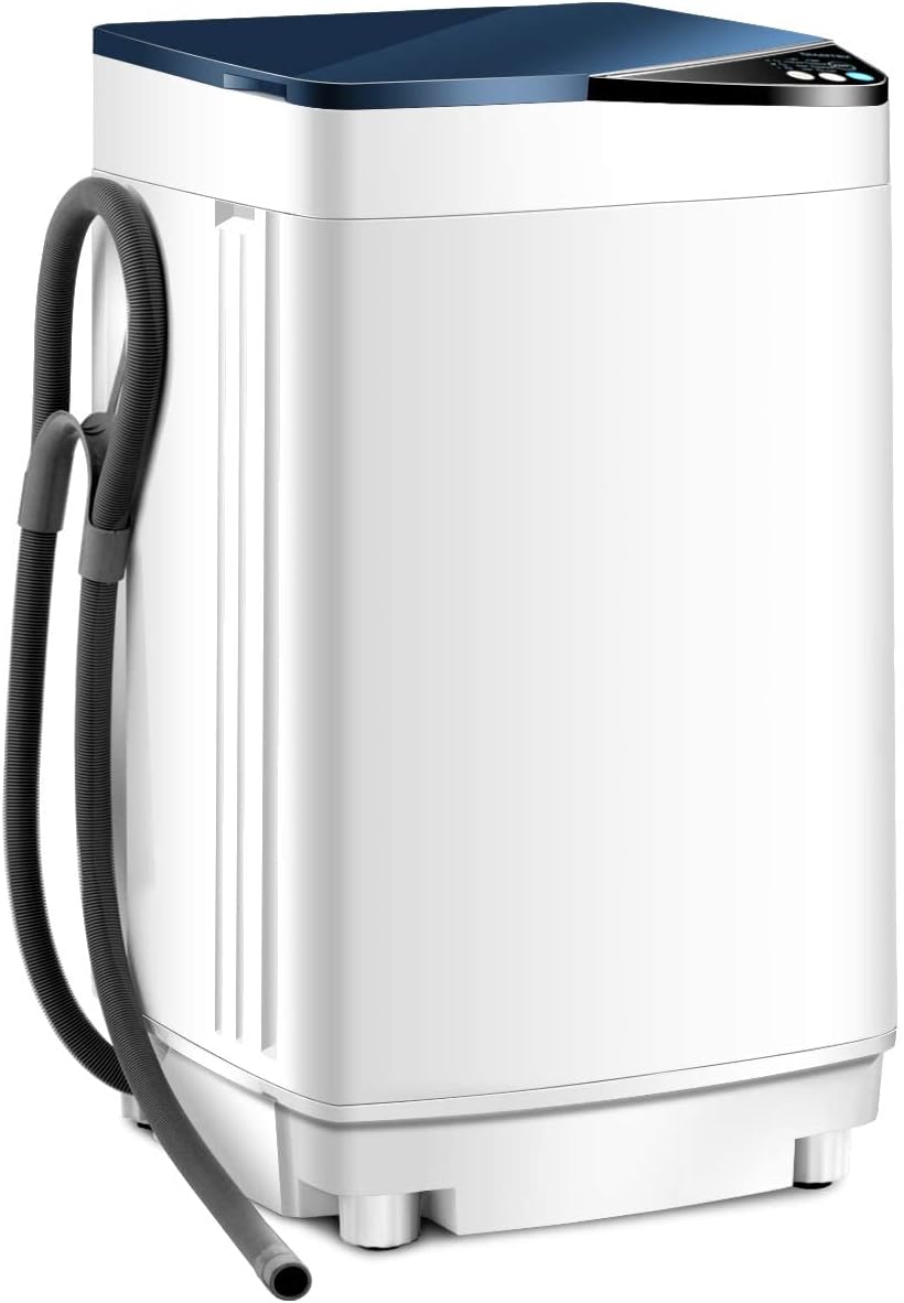 RELAX4LIFE Full-Automatic Compact Washing Machine with 6 Programs, 3 Water Levels, Imbalance Adjustment All-in-One Combination Washers & Dryers 7.7 lbs Portable Laundry Washer for Dorm, RV (Blue)