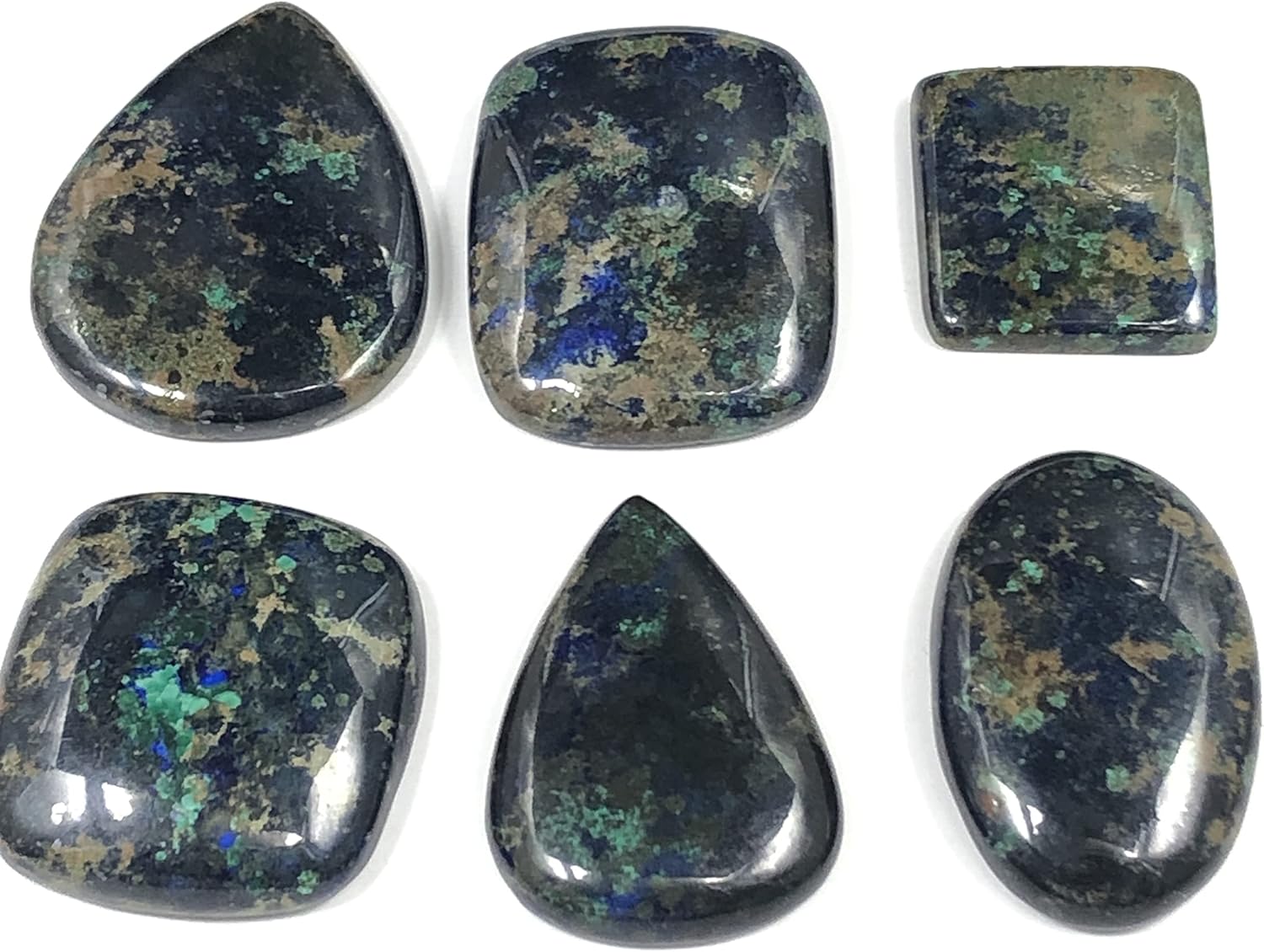 Natural AZURITE MALACHITE Gemstone Loose Cabochon Lot For Jewelry Making, Loose Gemstone For Ring, Earring & Pendant Necklace, Jewelry Making Cabochons, Healing Gemstones