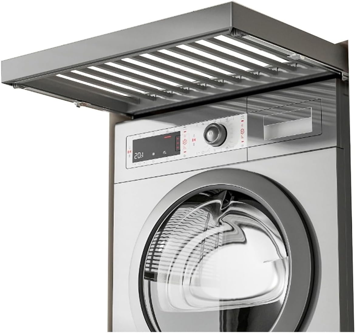 Pull-Out Trouser Rack Above Washing Machine, Hidden Aluminum Alloy Drying Rack, Adjustable Width, Suitable for Bedroom, Cloakroom, Laundry Room(760-810mm)