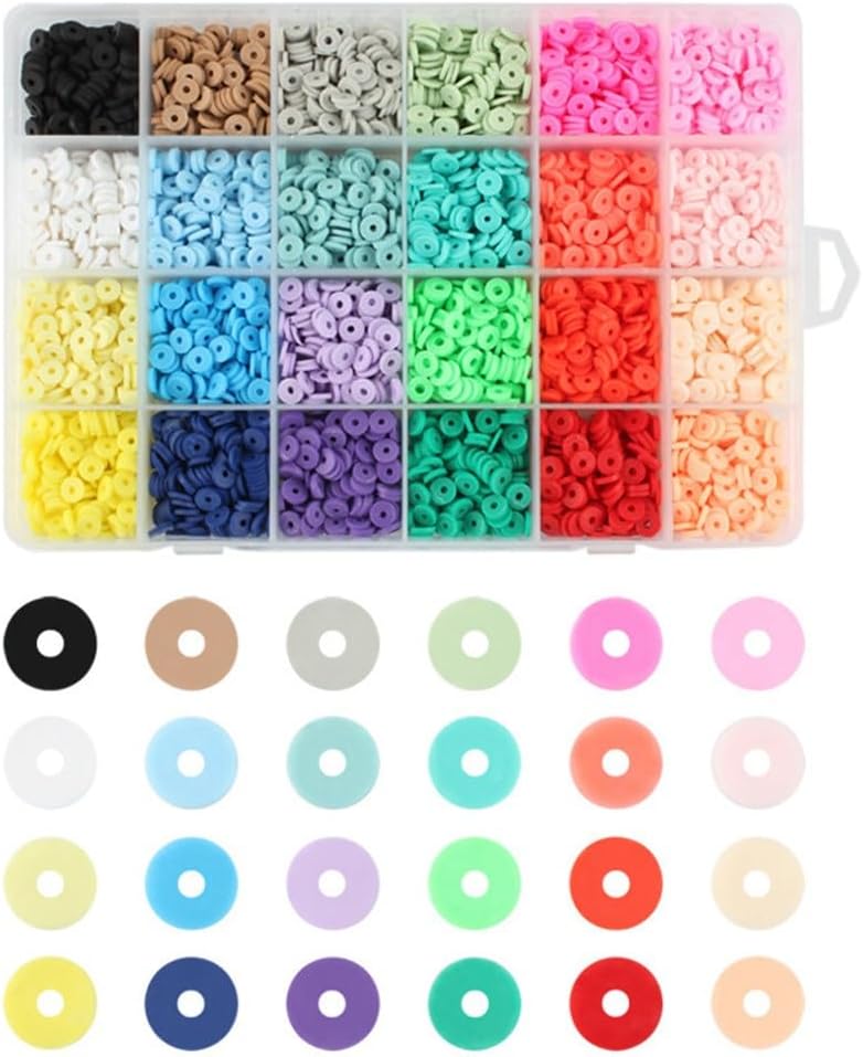 Soft Pottery Beads 6mm Thin Flakes Colorful Discs Bohemian DIY Jewelry Accessories 24 Grids