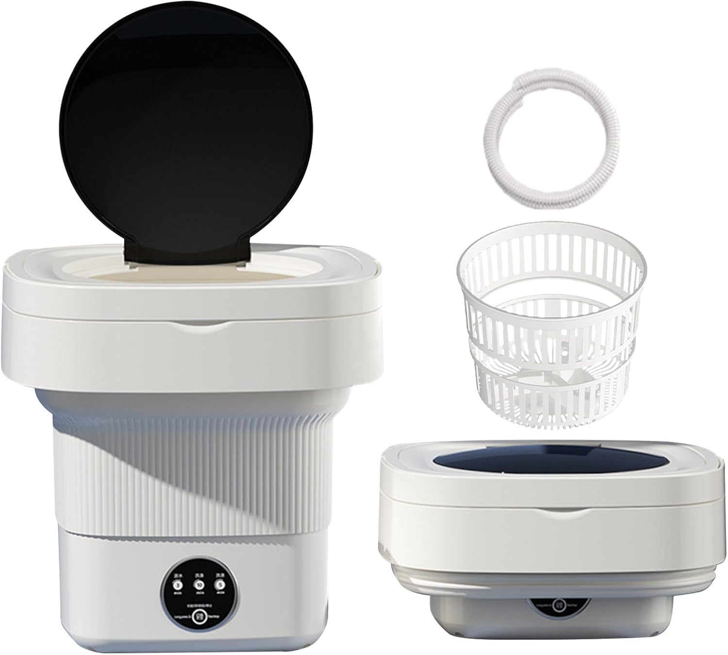 Portable Washing Machine, Foldable Mini Washing Machine and Spin Dryer Large Capacity Mini Washer Small Foldable Bucket Washer Suitable for Apartment Dorm,Travelling，Best Gift Choice -WHITE