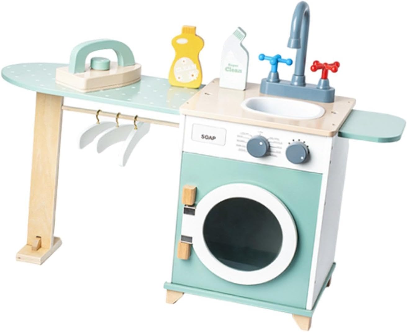Small Household Appliances Toy Miniature Washer Toy Simulation Wooden Laundry Playset Pretend Play Toy for Birthday Gifts