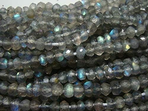 Fiery Flashing Blue Green Gold LABRARITE Micro Faceted Rondelle, Sale, 3x13 Inch Long Strand,3-4mm Code-HIGH-62381
