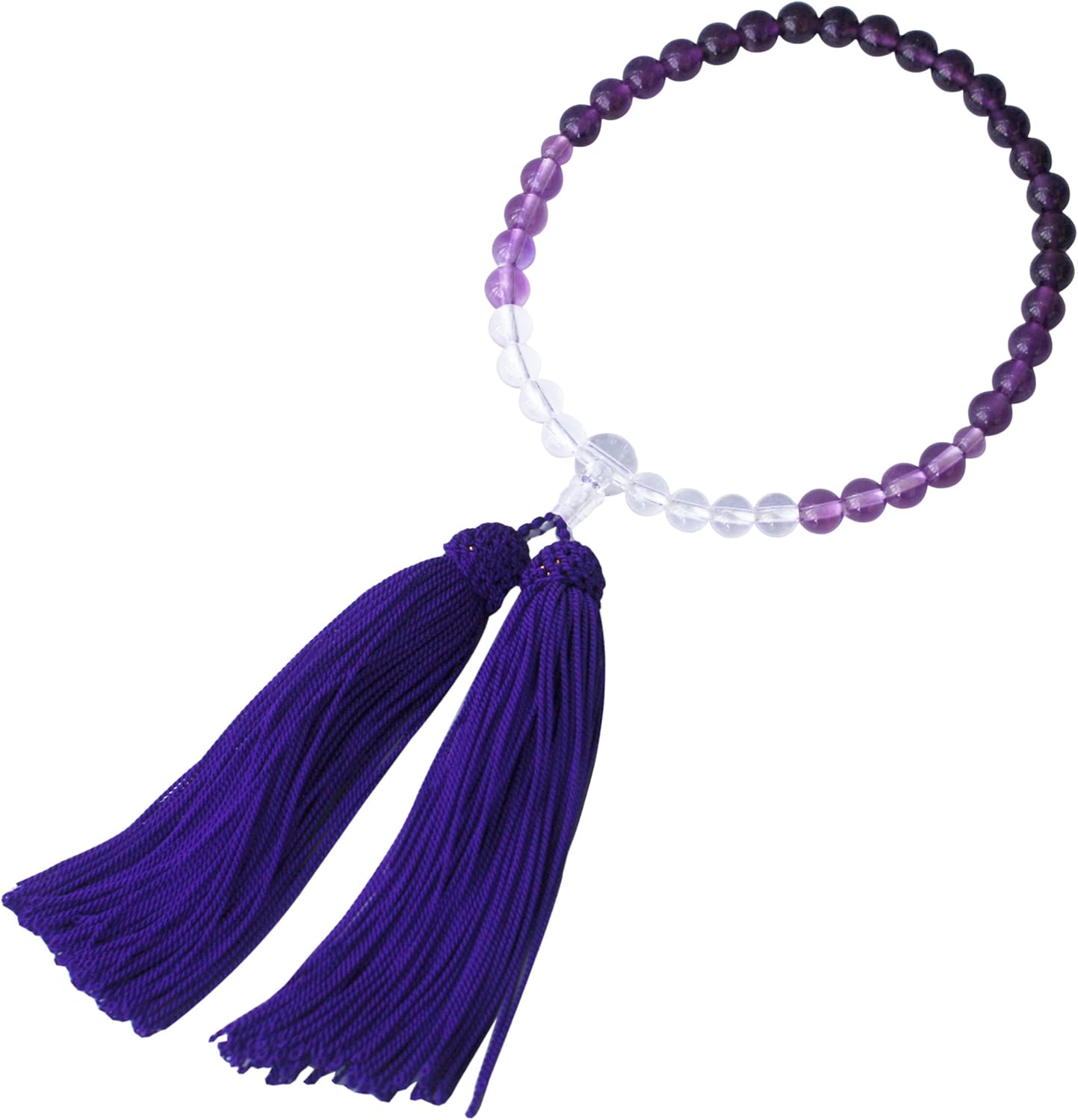 Nakago Women's Beads Purple Crystal Gradient 0.3 inch (7 mm) with Crystal, Pure Silk Head