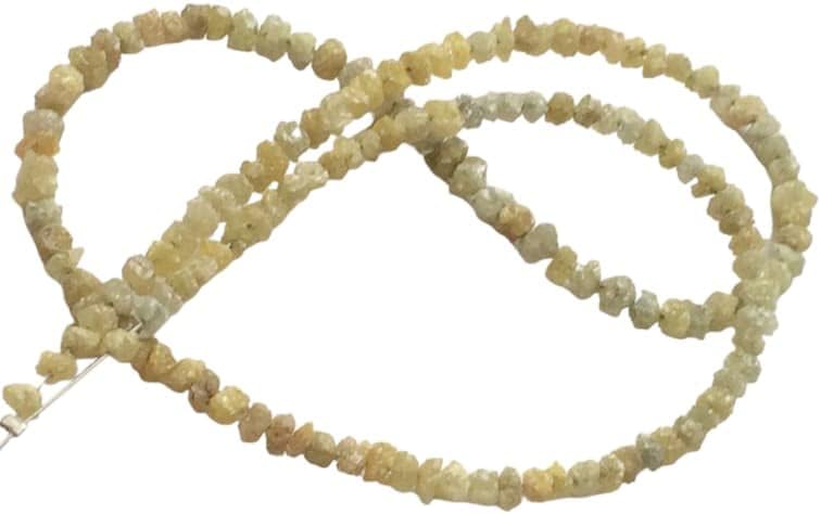 3-4mm Yellow Diamonds, 0.5mm Hole Size Raw Diamonds, Conflict Free Diamond, Rough Diamonds, Natural Rondelle Diamond Beads (3.5IN To 7IN), 3 MM - 4 MM