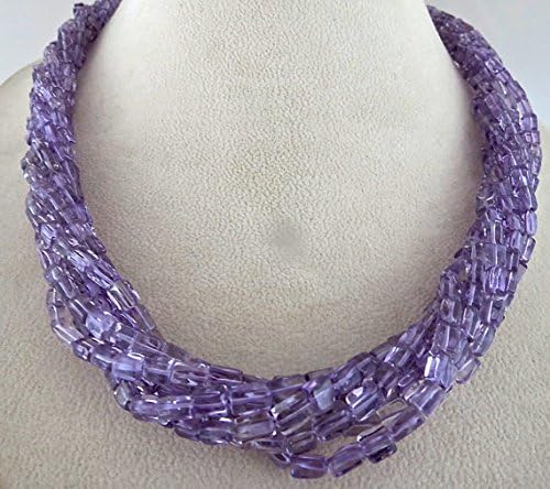 7 line natural brazilian amethyst fancy tube beads necklace 24 inches 5mm