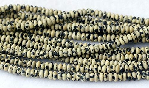 1 strands natural black dot dalmation stone rondelle loose beads fit jewelry necklace bracelets 4x8mm 15