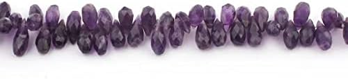8 inch Strand of Natural Amethyst 10x5-14x5mm Drop Faceted briolette Beads for DIY Jewelry Making. |BRIO_00111