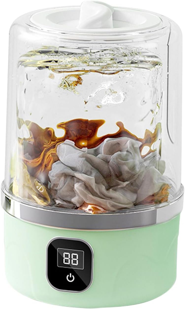 small Washer for Underwear Cleaning - Portable Rechargeable Laundry Machine, Compact Electric Clothes Cleaner for Towels Socks | Convenient Travel Dorm Home Bathroom Appliance