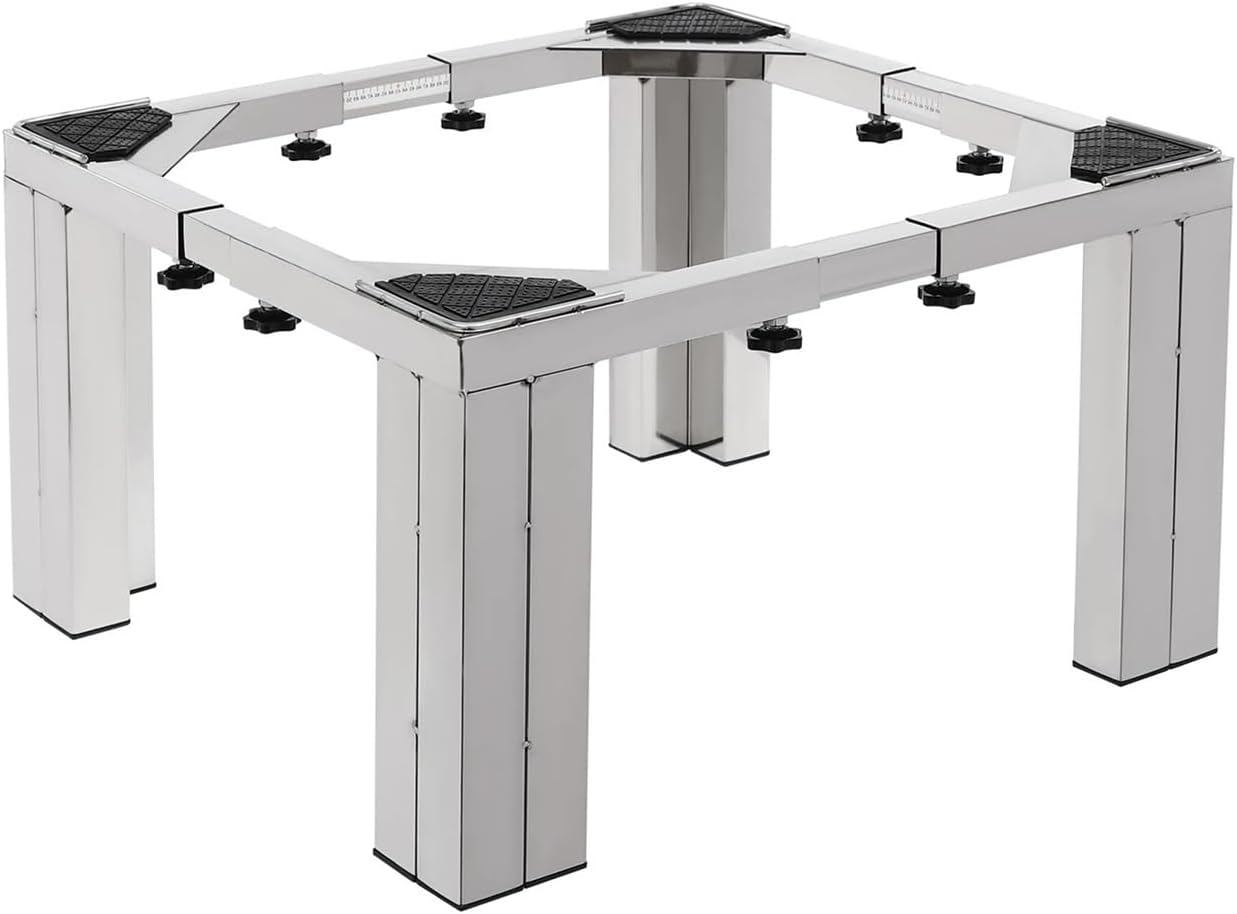 Washing Machine Pedestal with 4 Strong Feet Labor-Saving Stainless Steel Dryer Stand Pedestal Heavy Duty Laundry Pedestal(Silver)
