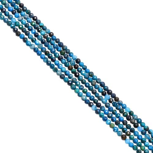 2.5m Natural Chrysocolla Faceted Round Rondelle Beads Jewelry 33 cm 5 Strand CHIK-STRD-85790
