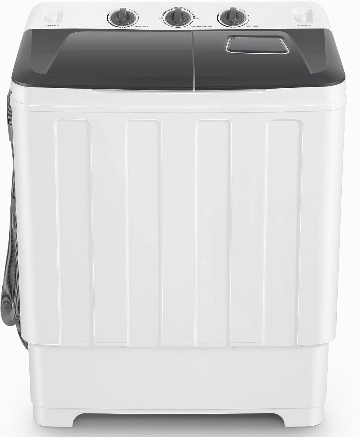 Nictemaw Portable Washing Machine 30Lbs Capacity Washer and Dryer Combo 2 In 1 Compact Twin Tub Laundry Washer (19Lbs) & Spinner (11Lbs) with Drain Pump, Time Control, for Apartment Dorms RV, Grey