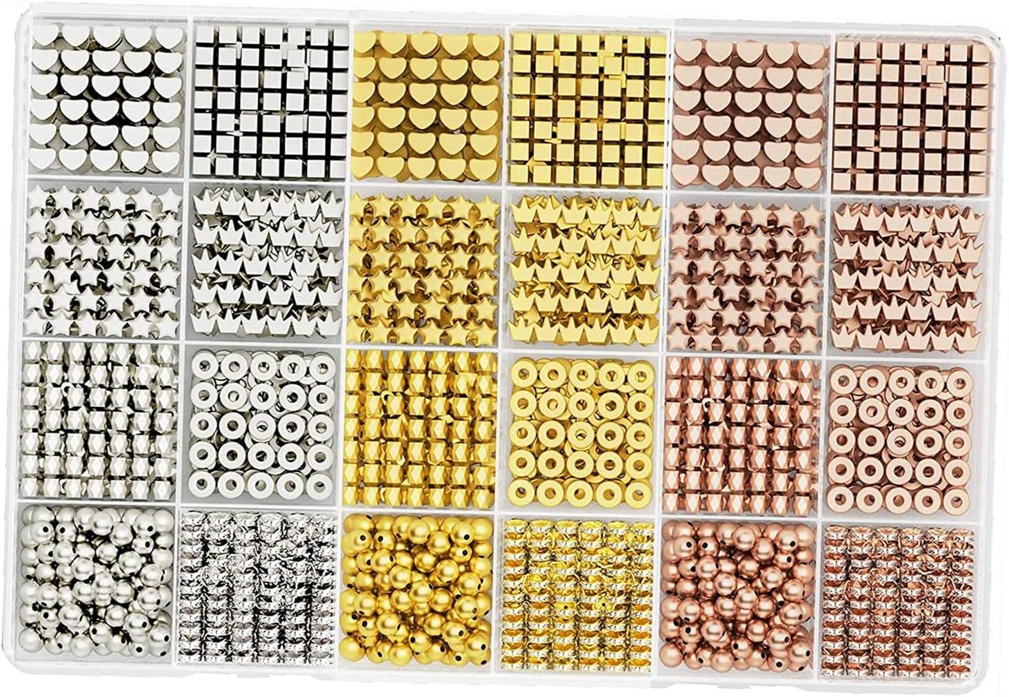 1740Pcs Spacer Beads Metal DIY Crafts Supplies Stylish Loose Beads for Pendants Charms Necklace Jewelry Findings Making Beading Supplies