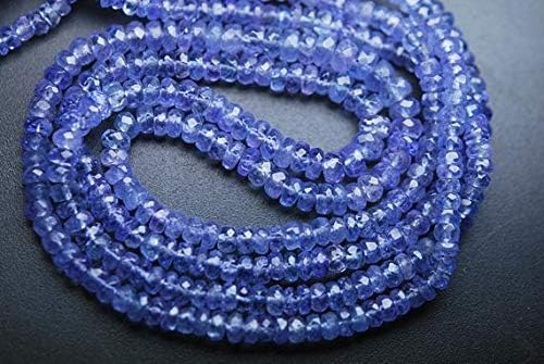 14 Inch Strand,Super Finest, Super Rare,Tanzanite Micro Faceted Rondells,3-4.5mm Size, Code-HIGH-64489
